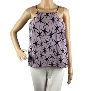 Milly Lavender Star Jacquard High-Low Swing Cami Top Size M
